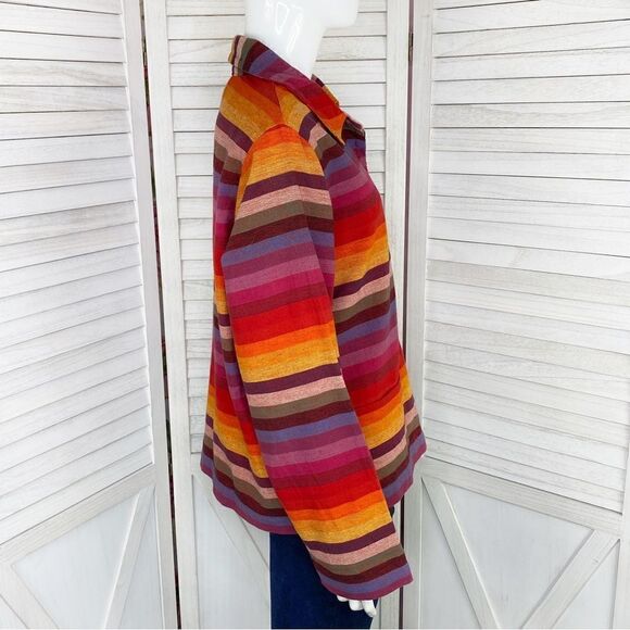 Chico’s Design Vintage Rainbow Stripe Serape Shirt Jacket Medium Western - Picture 3 of 12